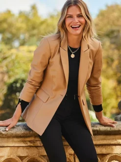 Sosandar Faux Leather Blazer^Women Blazers|Suits & Tailoring