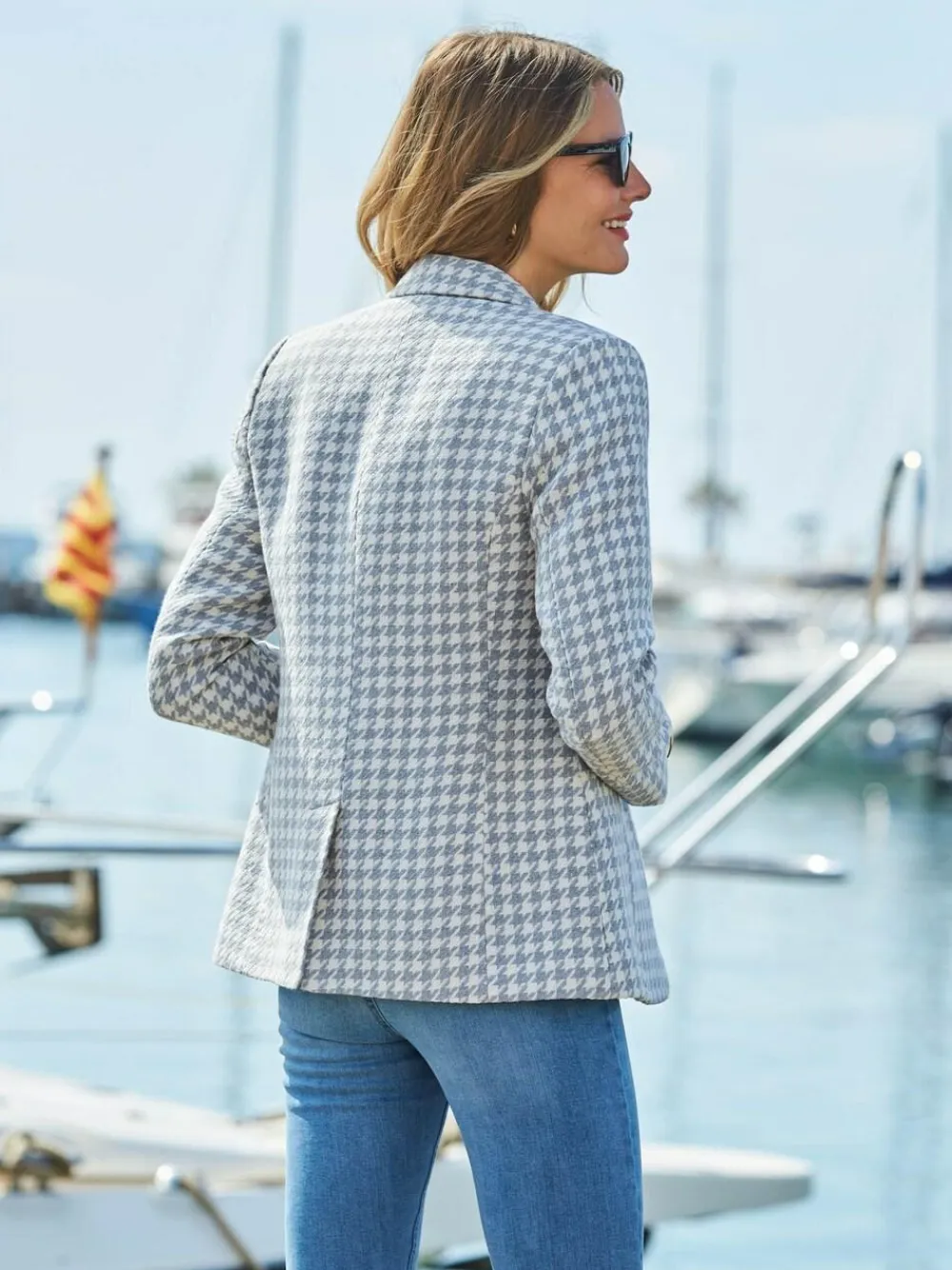 Sosandar Grey Gingham Dogtooth Blazer^Women Blazers|Suits & Tailoring
