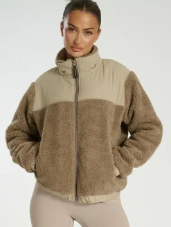 Best South Beach Borg Zip-Up Padded Jacket Brown