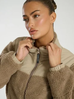 Best South Beach Borg Zip-Up Padded Jacket Brown