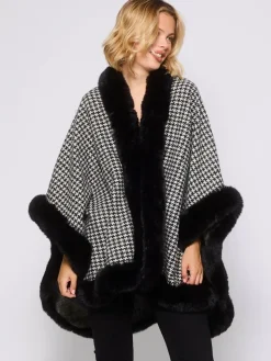 South Beach Faux Fur Trim Cape^Women Swimwear