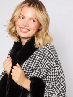 South Beach Faux Fur Trim Cape^Women Swimwear