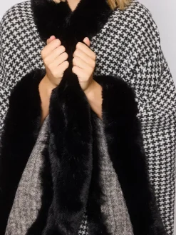 South Beach Faux Fur Trim Cape^Women Swimwear