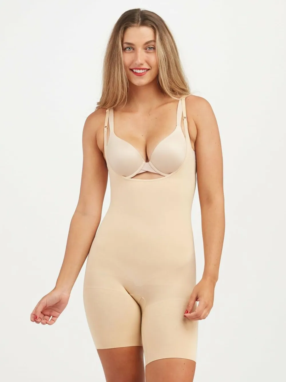 Spanx sculpt™ Seamless Power Open-Bust Mid-Thigh Bodysuit^Women Shapewear
