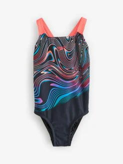 Speedo Black Digital Placement Powerback Swimsuit^ Swimwear