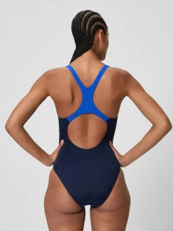 Speedo Blue Solid Splice Medalist One Piece Swimsuit^Women Sportswear