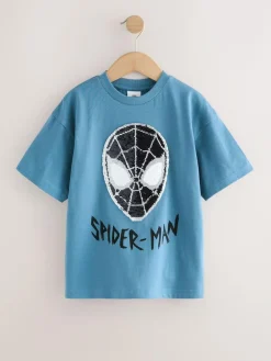 Next Spiderman Blue Flippy Sequin T-Shirt (3-16yrs)^BOY T-Shirts