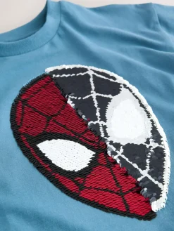 Next Spiderman Blue Flippy Sequin T-Shirt (3-16yrs)^BOY T-Shirts