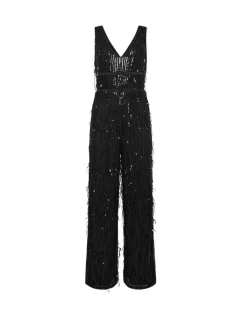 Best Star by Julien MacDonald Black Tassel Sequin Jumpsuit