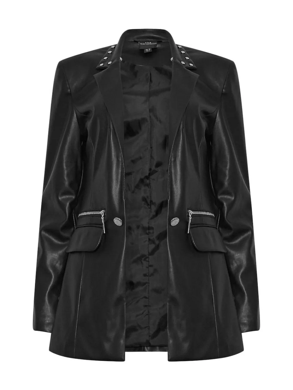 Star by Julien MacDonald Black PU Studded Collar Jacket^Women Blazers