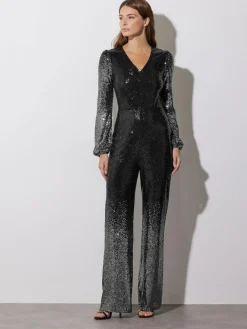 Star by Julien MacDonald Black Sequin Ombre Jumpsuit^Women Jumpsuits & Playsuits