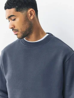 Next Steel Blue Regular Fit Heavyweight Cotton Rich Crew Neck Sweatshirt^ Sweatshirts & Hoodies|Sweatshirts & Hoodies