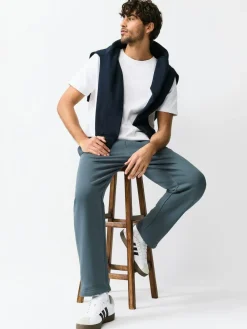 Next Steel Blue Straight Fit Relaxed Fit Brushback Heavyweight Joggers^ Joggers|Joggers