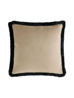 Sale Next Stone 45 x 45cm Soft Velour Contrast Fringe Cushion