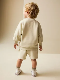 Outlet Next Crew Neck Sweatshirt and Shorts Set (3mths-7yrs) Stone Big Happy Smile