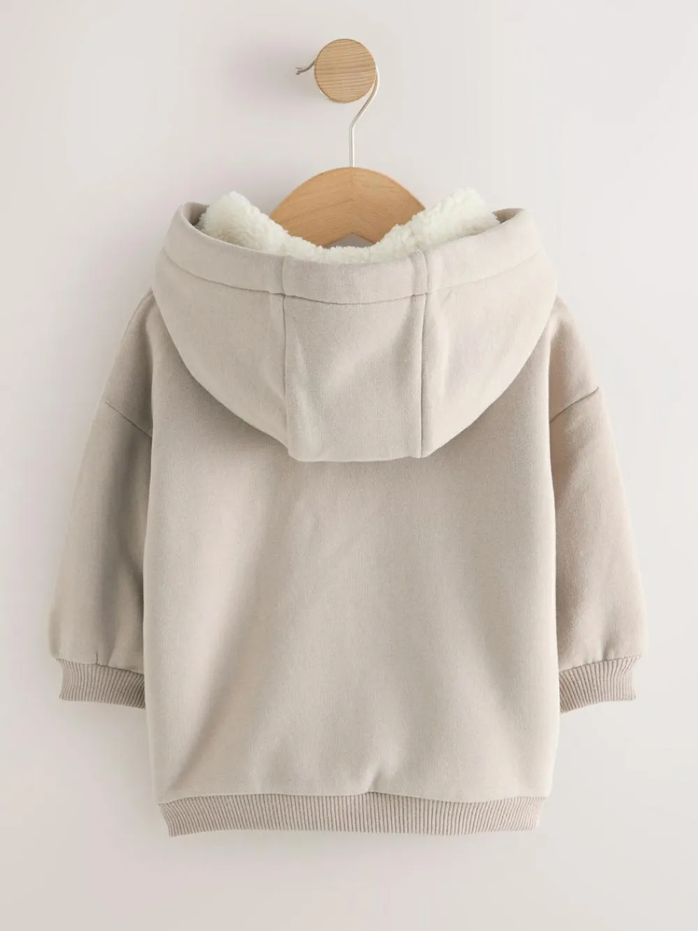Best Next Borg Lined Zip Through Hoodie (3mths-7yrs) Stone
