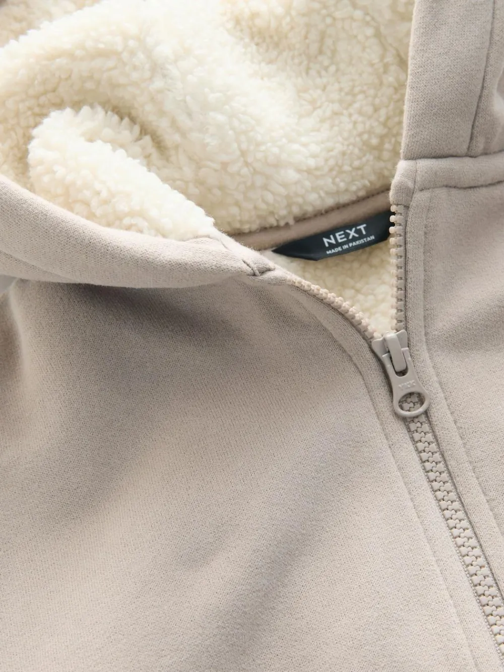 Best Next Borg Lined Zip Through Hoodie (3mths-7yrs) Stone