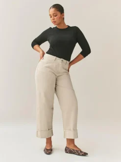 Next Boyfriend Hourglass Wide Leg Mid Rise Turn Up Jeans^Women Jeans|Jeans