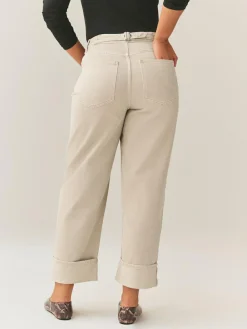 Next Boyfriend Hourglass Wide Leg Mid Rise Turn Up Jeans^Women Jeans|Jeans