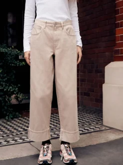 Next Boyfriend Wide Leg Mid Rise Turn Up Jeans^Women Jeans|Jeans