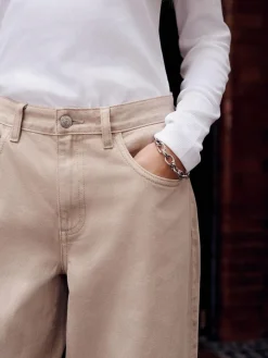 Next Boyfriend Wide Leg Mid Rise Turn Up Jeans^Women Jeans|Jeans