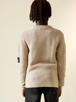 Next Stone Brown Utility Knitted Crew Neck Jumper (3-16yrs)^BOY Knitwear & Sweaters|Knitwear