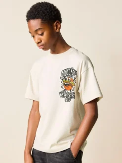 Hot Next Stone Cartoon Burger Relaxed Fit Short Sleeve Graphic T-Shirt (3-16yrs)