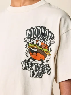 Hot Next Stone Cartoon Burger Relaxed Fit Short Sleeve Graphic T-Shirt (3-16yrs)