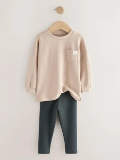 Outlet Next Long Sleeve Top and Leggings Set (3mths-7yrs) Stone