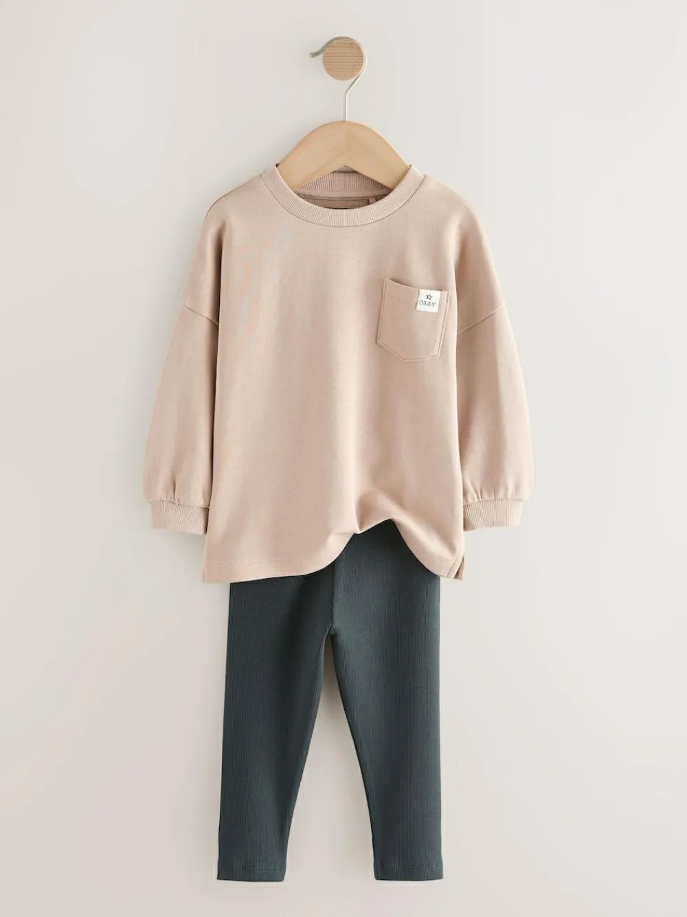 Outlet Next Long Sleeve Top and Leggings Set (3mths-7yrs) Stone