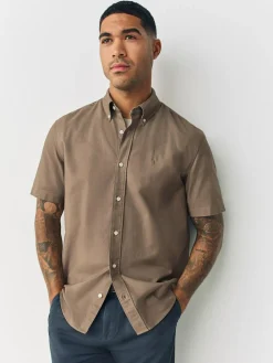Next Stone Natural Regular Fit Short Sleeve Oxford Shirt^ Shirts