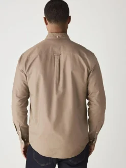 Next Stone Natural Regular Fit Long Sleeve Oxford Shirt