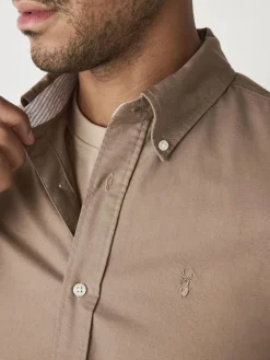 Next Stone Natural Regular Fit Long Sleeve Oxford Shirt