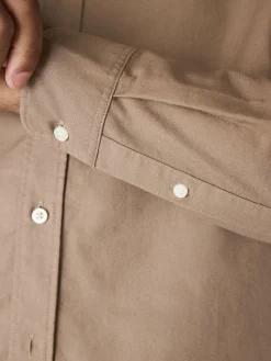 Next Stone Natural Regular Fit Long Sleeve Oxford Shirt