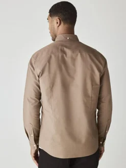 Online Next Stone Natural Slim Fit Long Sleeve Oxford Shirt