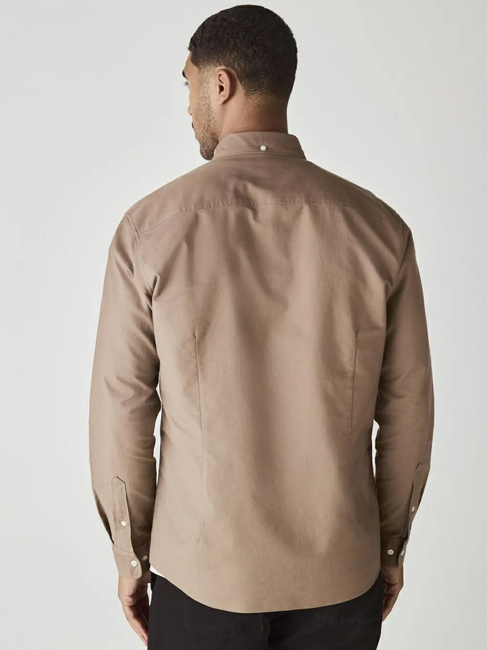 Online Next Stone Natural Slim Fit Long Sleeve Oxford Shirt