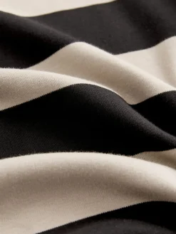 Online Next Stone Neutral Stripe Oversized Relaxed Fit Boxy Heavyweight Crew Neck T-Shirt