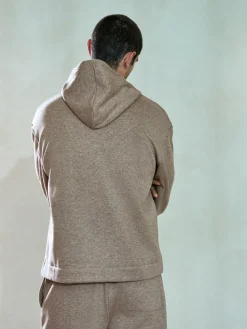 Discount Next Velour Lined Zip Through Hoodie Stone Neutral