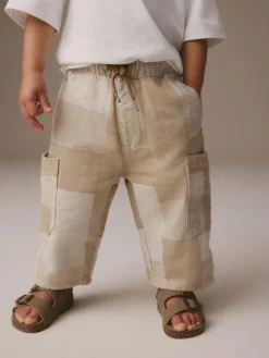 Next Stone Patchwork Wide Leg Pull On Cargo 100% Cotton Jeans (3mths-7yrs)^BOY Jeans & Joggers|Jeans