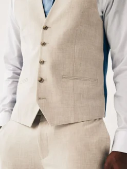 Next Regular Fit Motionflex Stretch Waistcoat Stone