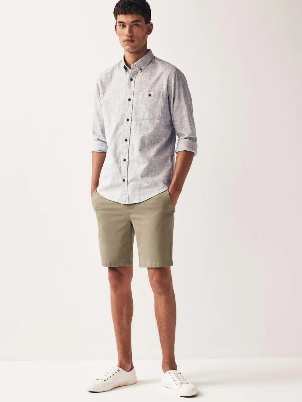 Next Skinny Fit Stretch Chinos Shorts Stone