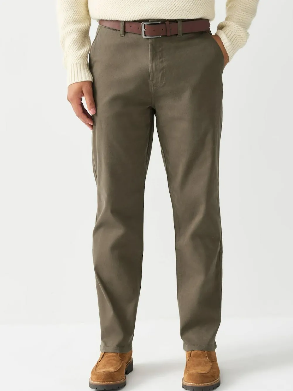 Discount Next Straight Fit Motionflex Chinos Trousers With Belt Stone
