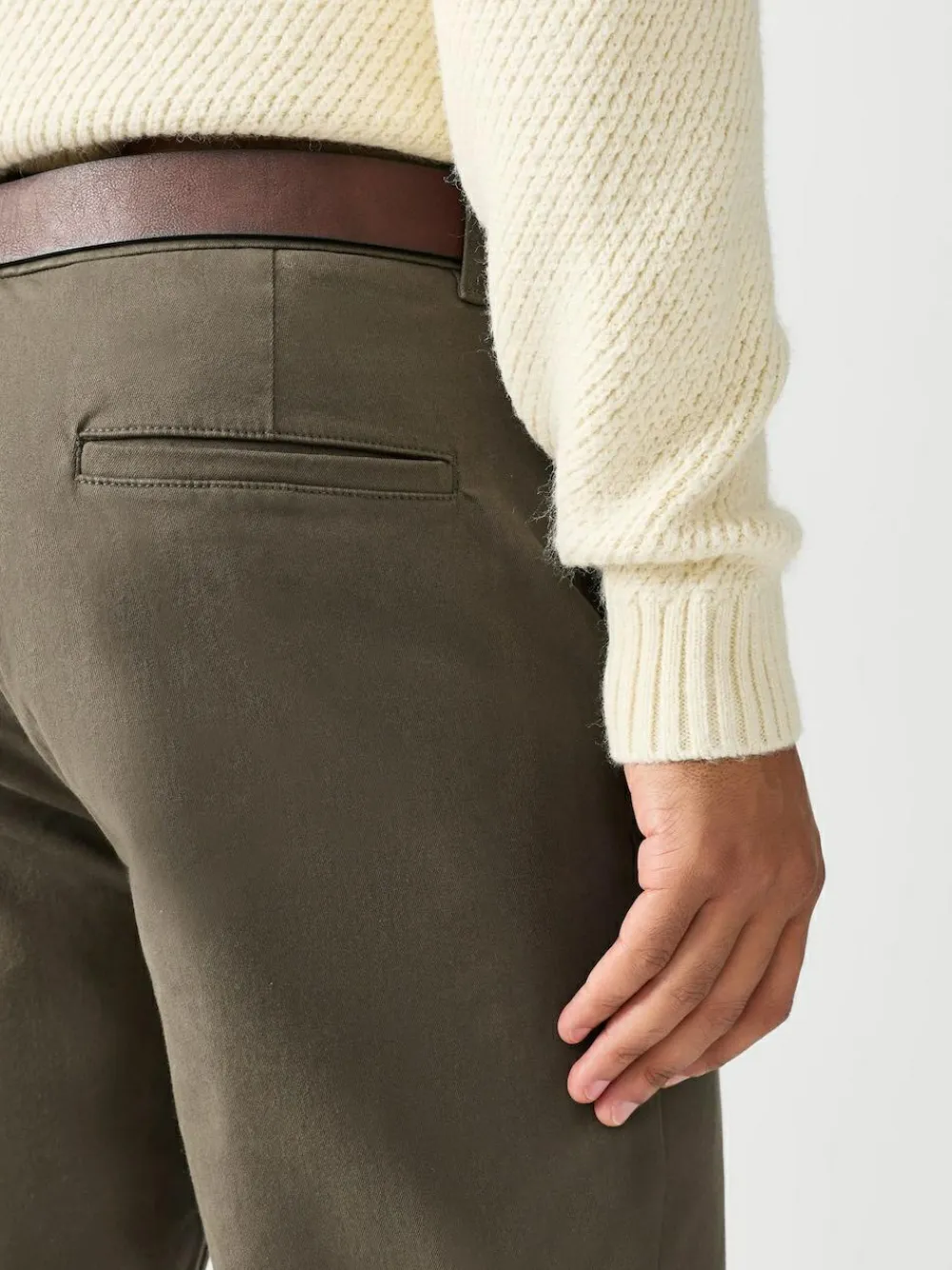 Discount Next Straight Fit Motionflex Chinos Trousers With Belt Stone