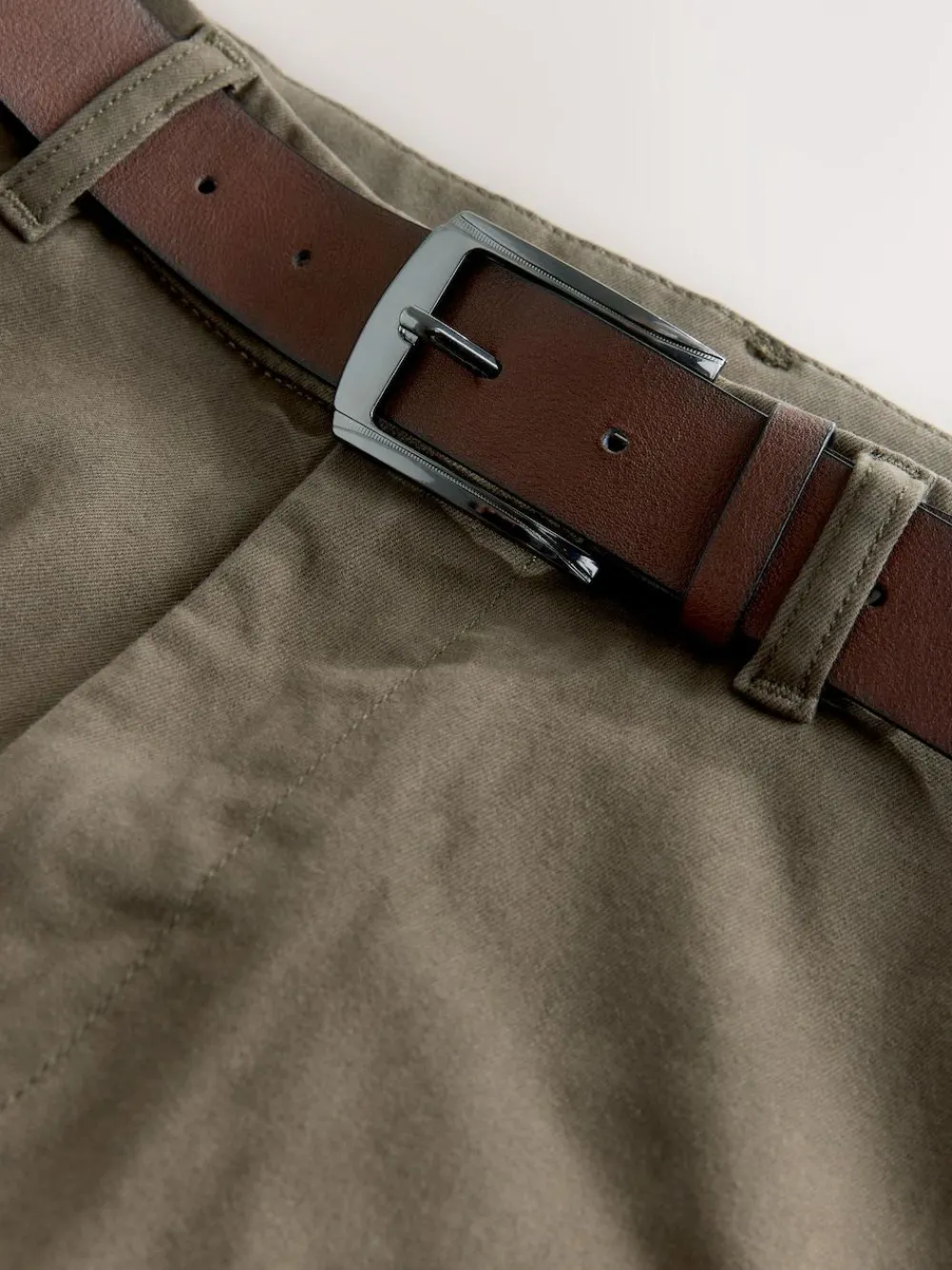 Discount Next Straight Fit Motionflex Chinos Trousers With Belt Stone