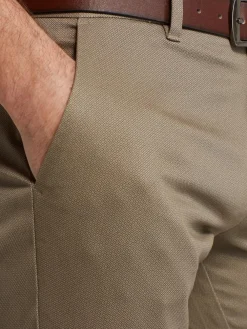 Hot Next Straight Fit Printed Belted Soft Touch Chino Trousers Stone