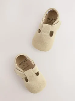 Next Leather Baby T-Bar Shoes (0-24mths) Stone Suede