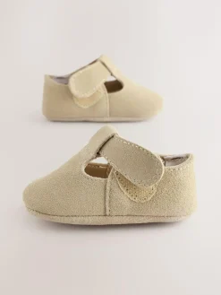 Next Leather Baby T-Bar Shoes (0-24mths) Stone Suede