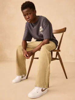 Next Wide Fit Pull On Twill Jeans (3-16yrs)^BOY Jeans|Jeans