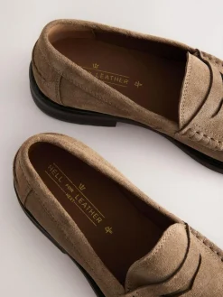 Next Wide Fit Suede Penny Loafers^ Shoes