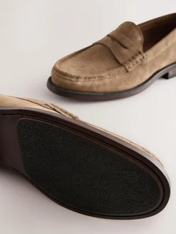 Next Wide Fit Suede Penny Loafers^ Shoes